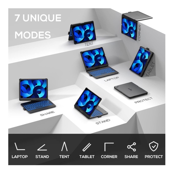 typecase iPad Flexbook Wireless Backlit Keyboard Case(10.9”, 2022), 360°NIB - Picture 5 of 17